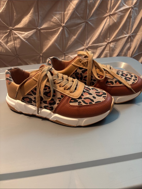 Temu Shoes - Leopard Print Brown & Tan Women's Athletic Sneakers